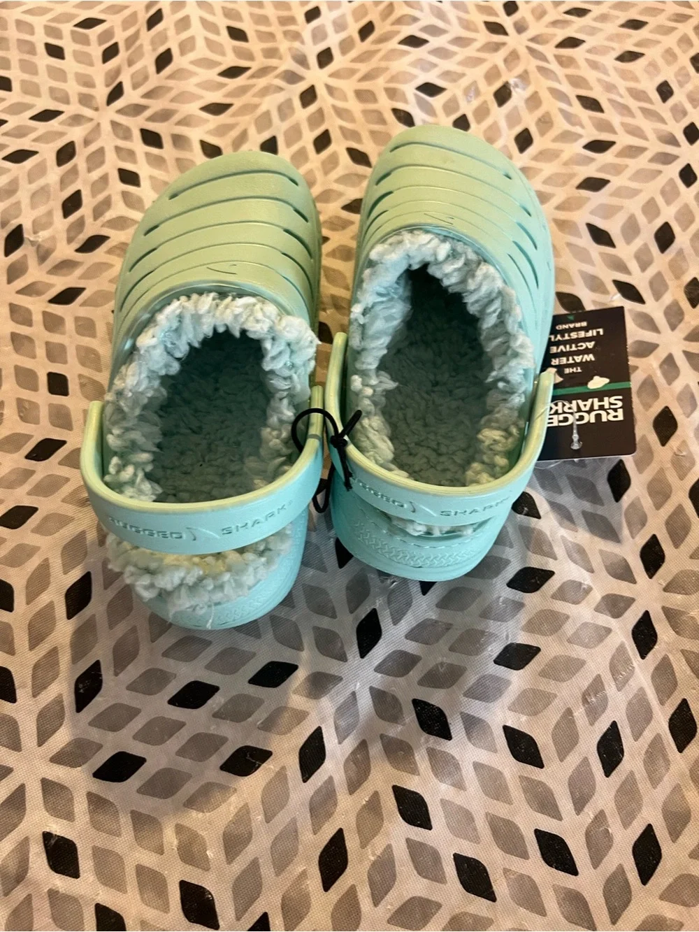 Rugged Shark Kids Aqua Fleece-Lined Clog